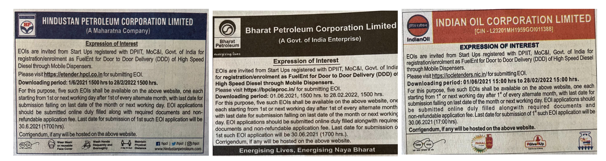 diesel delivery startup registration process in